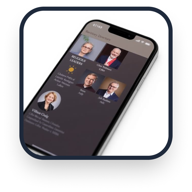FaithLight religious leaders directory on mobile